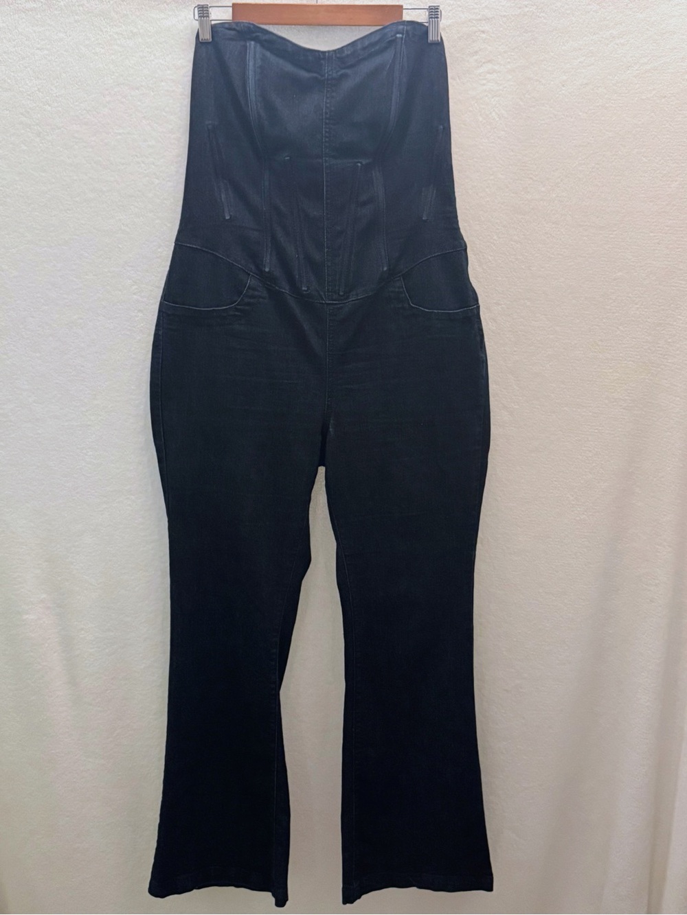 Boom Boom Cartonnier Jumpsuit Women's Medium Strapless Corset Flare Denim 14W